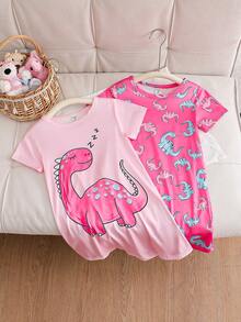 Bộ 2 món đồ ngủ ngắn tay dài tay in hình cừu hoạt hình dễ thương tối giản cho bé gái, màu hồng và xám. - Nhiều màu - Xem 7