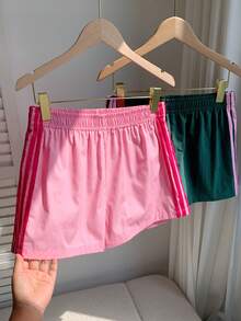 Comfortcana 2pcs Women's Contrast Color Woven Shorts, Summer - Multicolor - View 9