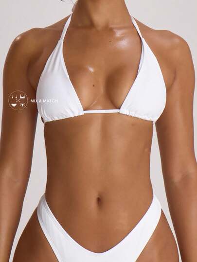 Musera Resort Triangle Halterneck Tie Bikini Top Swim Vacation Holiday Summer Travel Beachwear Basics Hen Do Wedding Bridal Bachelorette Swimwear Solid Colour Resort Core