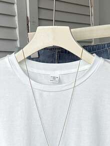 SHEIN Teen Girl White Round Neck Double-Layer Wide Shoulder Sleeveless T-Shirt, Suitable For Casual Daily Wear, Spring/Summer - White - View 8