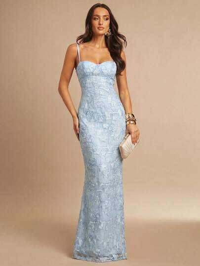 Silquee This Sexy Light Blue Textured Jacquard Sleeveless Party Dress Features A Simple And Elegant Square Neckline And Backless Design, Perfect For Parties, Gatherings, Dates, Outings, Wedding Guest Attire, Birthday Dresses, And Is An Ideal Choice For Elegant Summer Weddings And Graduation Ceremonies. Its Elegant Style Also Makes It A Perfect Choice For A Relaxed Beach Vacation. Whether It's A Beach Vacation, A Romantic Date, Afternoon Tea, A Girls' Night Out, A Beach Party, Or Any Occasion That Requires A Sophisticated And Sexy Look, This Dress Is Versatile And Easy To Wear. Suitable For Vacation Ladies, Luxurious Evening Gowns, Elegant Parties, And Casual Women.