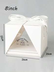 1 Cake Box With Handle, Available In 4/6/8 Inches, Handmade, Suitable For Packaging And Decoration At Weddings, Birthday Parties And Celebrations. - Clear - View 13