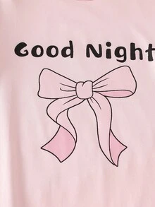 Mädchen süßes Schaf Muster bequemer 2-teiliger Rundhals Kurzarm Lang Nachthemd Loungewear - Verschiedenfarbig - Übersicht 8