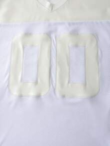 ROMWE MEN Camiseta de manga corta con parches de cuero de PU y malla para hombres, primavera/verano - Blanco - Ver 4