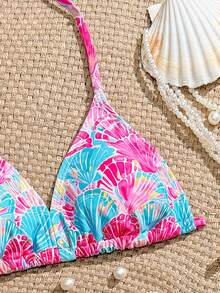 SHEIN Tween Girls Starfish Print Bikini Sets, 2pcs Knit Fabric Swimwear, Fashionable Casual Elegant Swimwear For Girls, Suitable For Swimming, Vacation, Summer Girls Swim Two Pieces Girls Tropical Print Bikini 2pcs Tween Girls Printed Swimwear Bikini Summer Beach Tween Girl 2 Pieces Swim Beachwear For Tweens Two Pieces Set Two Pieces Tween Vacay Bikini Set Full Coverage Modest Bikini Set Bathing Suit Set Swimwears For Tween Girl Swimwear Two Pieces Bikini Set High Waist Tween Starfish Bikini Summer Beach Bikini - Multicolor - View 4