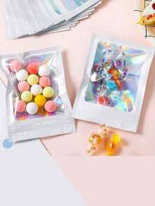 Rainbow Holographic Sealed Bags Metallic Foil Pouch Self Locking Bags Jewelry Packaging Shiny Colorful Aluminum Foil Bags For Gift Party Festival Wedding Christmas Birthday Cosmetics Accessories Storage - Multicolor - View 10