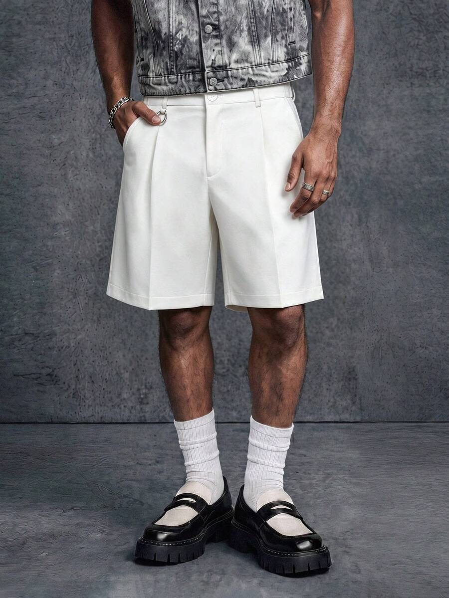 PAVTROS Men's White Casual Shorts, Fashionable Versatile Minimalist Design, Holiday - White - View 1