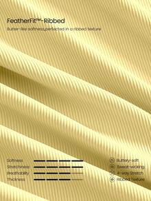 GLOWMODE FeatherFit™ Ribbed Flex Soft Square Neck Sports Bra Low Impact Yoga Pilates Studio Daily Casual Wear Removable Cups Fall Winter - French Vanilla - View 5