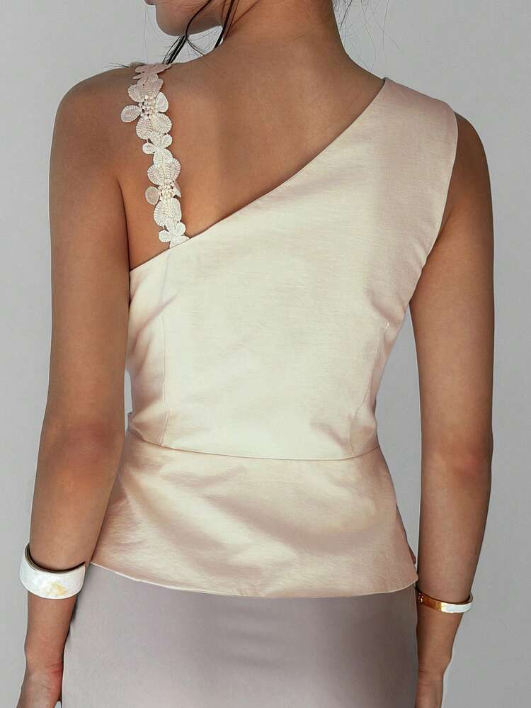 Women's Solid Color Fitted Waist Pleated Ruffle Hem Elegant Vacation Summer Camisole Top Vest