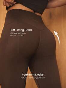 GLOWMODE 31" Ultrafine Soft Seamless SunFlow High Waist Sculpting Fit Seamless Butt Lift Compression Double Layer Coverage Flare Leggings Gym Summer - Brown - View 5