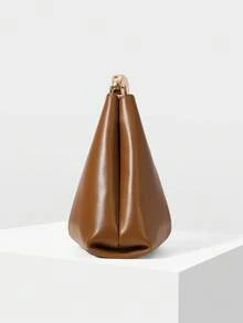 LADIES HANDBAG, EXQUISITE METAL HAND-HELD, SIMPLE COMMUTING VERSATILE - Brown - View 4