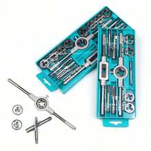 20Pcs Tap And Die Set  Tap Wrench Threading Tools Metric/Imperial Hand Tapping Tools For Metalworking Screw Thread Tap Die Tap,Tools For Men - one size fits all - View 3