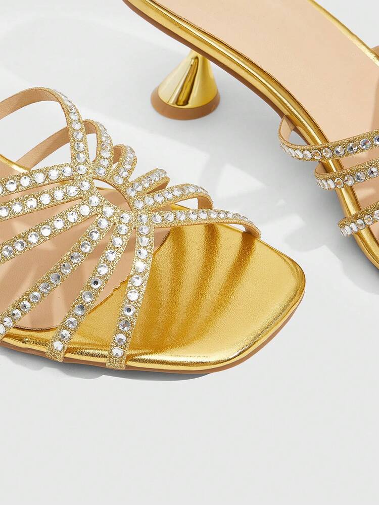 CUCCOO SZL Women's Fashion Galvanized Heel, Rhinestone Embellished High Heel Sandals, Suitable For Outdoor Activities And Parties, Spring And Summer Shoes, Spring Break Easter Dance Heels