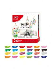 12-Color/24-Color Fabric Markers, Vibrant Fabric Paint Markers, Suitable For Clothing, Canvas Bags, T-Shirts And Shoes – Essential For Back-To-School Season. - multicolor - View 5