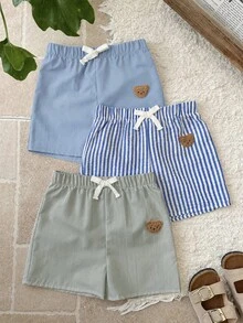 LMoss Kids Pantalones cortos con estampado de oso a rayas para niños pequeños - Multicolor - Ver 7