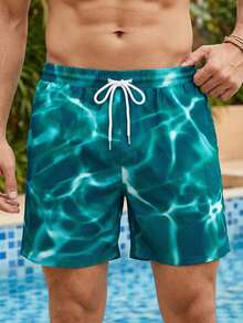 Manfinity KASUA Pantaloncini da spiaggia casual da uomo con stampa e coulisse - Multicolore - Visualizzare 3