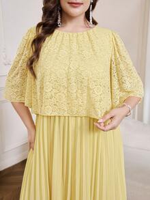 Reflora Đầm hè xếp ly thanh lịch bằng chiffon họa tiết hình học dành cho người có vóc dáng đầy đặn - Màu vàng - Xem 8