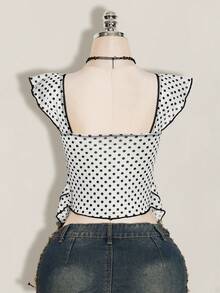 ICON Top tipo camiseta sin mangas para mujer con fruncido delantero, ajuste ceñido, insertos de malla sexy y recorte en la espalda, ideal para uso casual en la playa o de vacaciones - Blanco y Negro - Ver 2