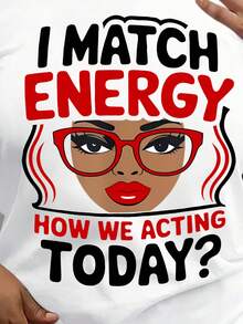 Maweii 大码圆领短袖时尚印花T恤，适合夏季日常穿着 - 白色 - 查看 3