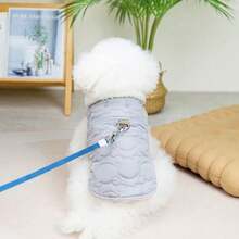 1 Pc Pet Vest, Dog/Cat Clothes, Fashionable Animal Clothing, Thickened Printed Dog Padded Coat - Grey - View 5