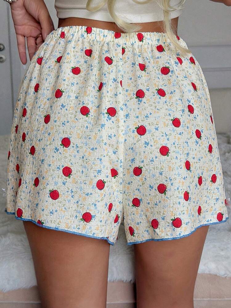 Women's Elastic Waist Butterfly Print Casual Shorts Pajama Bottoms