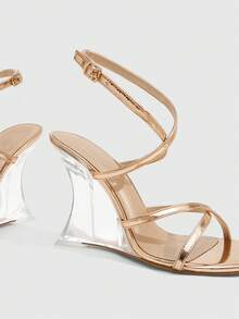 CUCCOO SZL Giày sandal quai ngang mắt cá chân cho nữ, thích hợp làm quà Giáng sinh. - Hoa hồng vàng - Xem 5