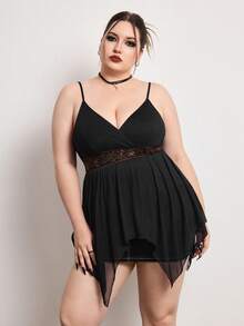 ROMWE Hippie Áo hai dây và áo tank top cỡ lớn dành cho nữ, kiểu dáng mùa hè Bohemian, phối hạt cườm, vạt lưới bất đối xứng, cổ chữ V sâu. - màu đen - Xem 2