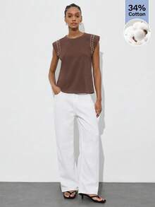 MAIJA Casual Floral Print Short Sleeve Relaxed Fit Tee,Summer Top - Brown - View 4
