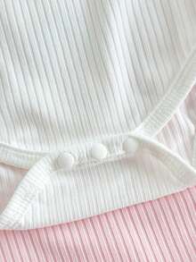 SHEIN Vintaside Kids 5件套女婴幼儿0-3岁休闲日常百搭田园风精致刺绣图案连体衣套装，多色可选 - 彩色 - 查看 10