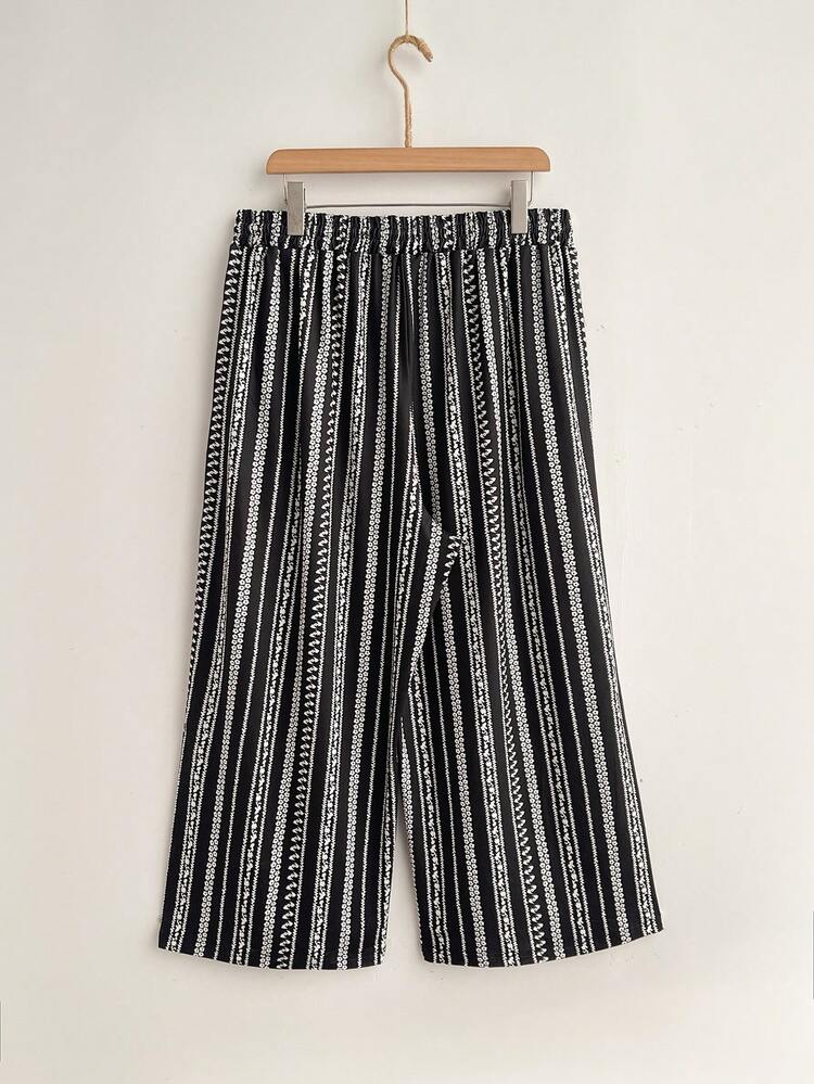 Plus Size Women's Solid Color Drawstring Wide Leg Loose Casual Summer Outfits Pants Beach Outfits Summer Outfit For Women Summer Outfits