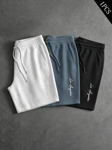 PAVTROS Quần short nam in họa tiết thường ngày - trắng - Xem 3