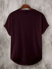 Manfinity Roughcore Men's Casual Printed Round Neck T-Shirt, Summer - Burgundy - View 2