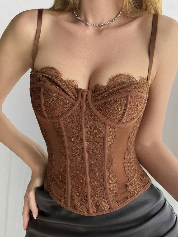 Women's Lace Patchwork Corset Camisole