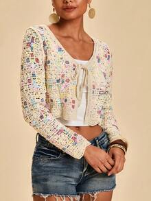 Travachic Áo khoác cardigan dài tay buộc phía trước dành cho nữ, thích hợp cho kỳ nghỉ - Nhiều màu - Xem 6