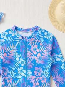 SHEIN Bộ đồ liền thân mùa hè cho bé gái tuổi teen - Màu xanh lam - Xem 4