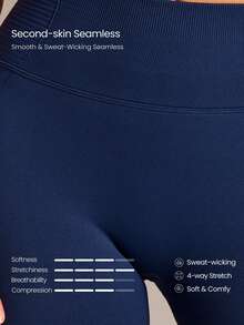 GLOWMODE Bra Olahraga Halter Belakang Terbuka SummerGlow Ultrafine Lembut Tanpa Jahitan & Celana Pendek Biker 4,3" Pengangkat Bokong Tidak Tembus Pandang Set Olahraga Musim Panas - Dark Blue - View 10