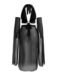 Fantasy Costume Fantasy Costume 4件套加大码性感薄纱内衣套装 - 黑色 - 查看 2
