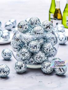20-Pack Mini Disco Balls - 70s Retro Silver Reflective Glass Ornaments For Aesthetic Room Decor, Wedding, Party, Christmas Holiday Decoration Bedroom Decor Home Decor Wall Decor - Clear - View 1