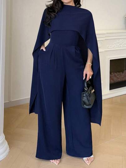 Modelyn Plus Size Elegant Solid Color Jumpsuit For Commuting