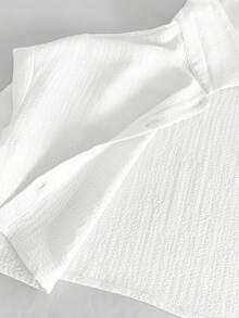 SHEIN Blusa corta casual de tejido sólido y texturado para niña preadolescente, color blanco - Blanco - Ver 5