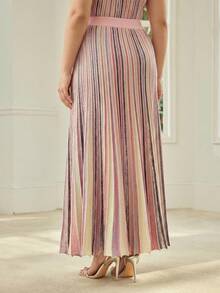 MOTF PREMIUM FALDA DE PUNTO A RAYAS TALLA GRANDE - Rosa - Ver 2
