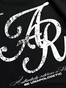 Men's Minimalist And Versatile Short-Sleeved T-Shirt With Round Neck And Letter Print - 酒紅色 - 查看 4