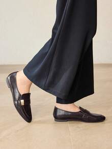 MOTF WOMEN PU LEATHER METAL DETAIL FLATS - Coffee Brown - View 6
