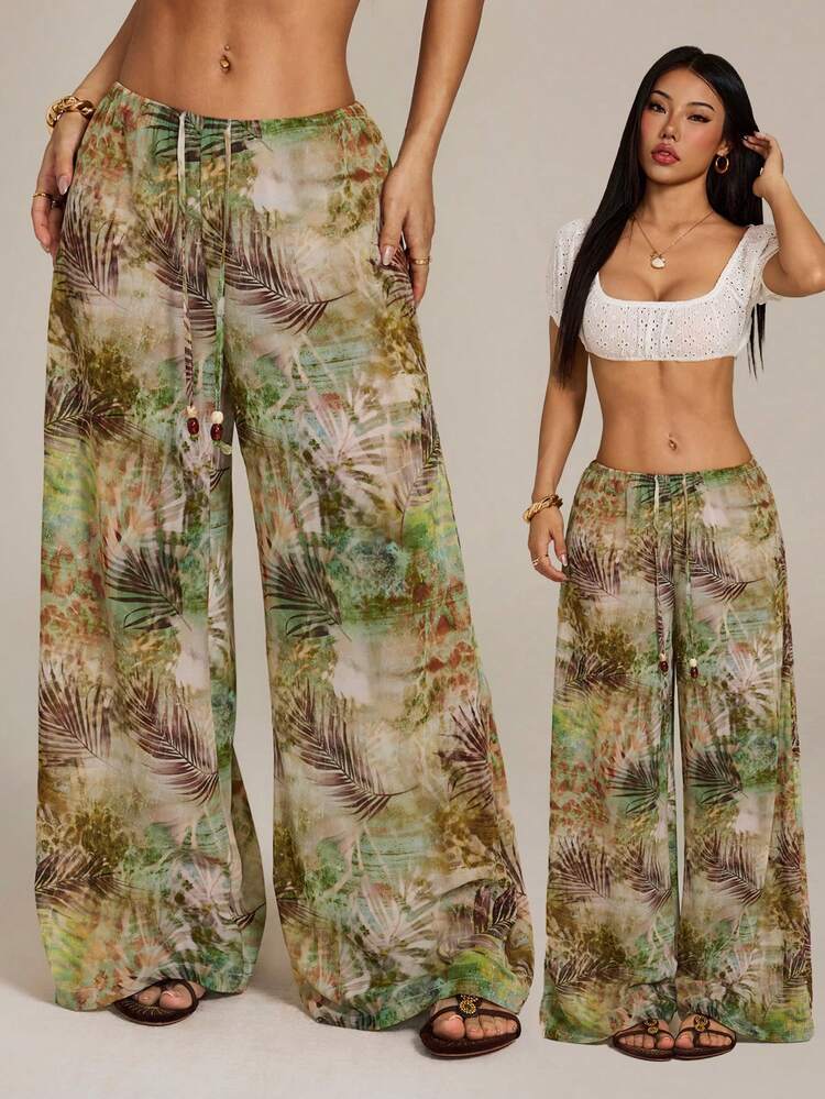 SHEIN PETITE Quần nữ in họa tiết tối giản, kiểu dáng thường ngày. - Nhiều màu - Xem 1