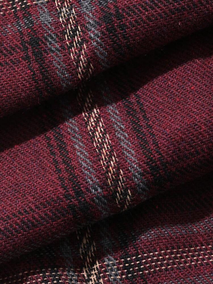 Long Plaid Loose Elastic Waist Design Burgundy Men's Loungewear Bottoms