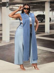 SHEIN Slayr Summer New Washed Blue Denim Loose Jacket - Blue - View 5