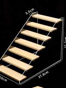 1pc Wooden Multilayer Stepped Display Stand, Wooden Multi-Tier Storage Display Riser For Collectibles, Action Figures, Perfume, Cosmetics, Multipurpose Display Shelf - Beige - View 11