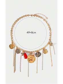 Noxbound 1 chiếc, kiểu dáng cổ điển, cá tính, phong cách Bohemian, nhiều mặt dây chuyền tua rua, thiết kế khảm đá pha lê, dây chuyền nhiều mặt dây chuyền dành cho nữ. - Nhiều màu - Xem 7