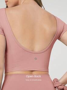GLOWMODE Optidry Quick-Dry Open-Back Tee Daily Casual Quick Dry Moisture Wicking Spring Summer - Rusty Rose - View 3