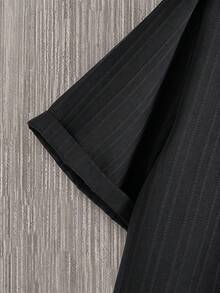 Manfinity Homme Herren Große Größen Set aus einfachem Kurzarm Hemd mit Einzelknopfleiste und Hose mit Kordelzug Taille und Taschen - Schwarz - Übersicht 5